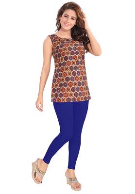 Salwar Studio Women's Royal-Blue Cotton Lycra stretchable Ankle Length Leggings 1