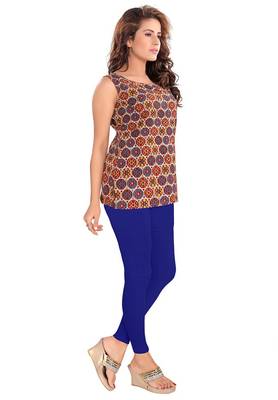 Salwar Studio Women's Royal-Blue Cotton Lycra stretchable Ankle Length Leggings 3