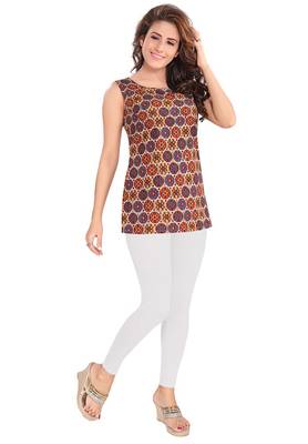 Salwar Studio Women's White Cotton Lycra stretchable Ankle Length Leggings 1