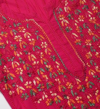 Dark-pink embroidered cotton chikankari-kurtis 2