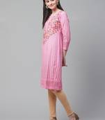 Pink embroidered cotton chikankari-kurtis