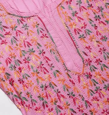 Pink embroidered cotton chikankari-kurtis 2