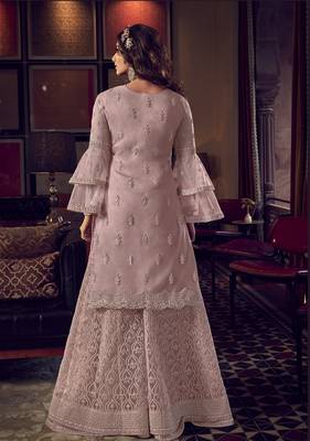 Light-pink embroidered net salwar 2