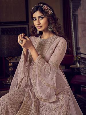 Light-pink embroidered net salwar 3