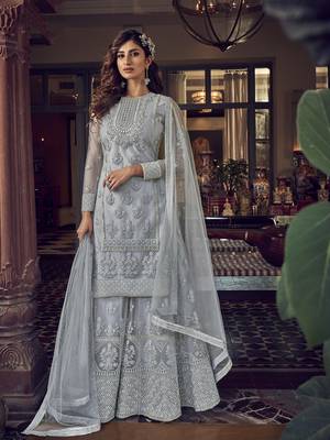 Grey embroidered net salwar 1