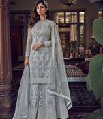 Grey embroidered net salwar