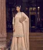 Peach embroidered georgette salwar