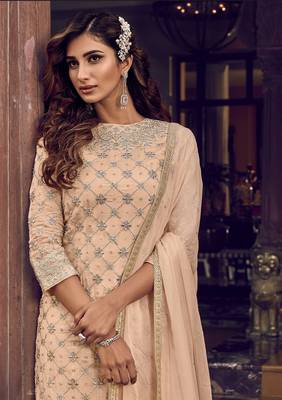 Peach embroidered georgette salwar 2