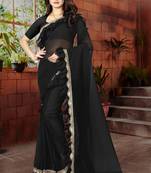 Black plain georgette saree with blouse