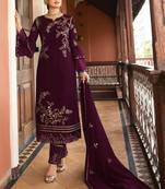 Dark-wine embroidered silk salwar