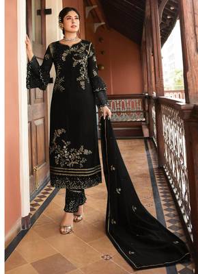 Black embroidered silk salwar 1
