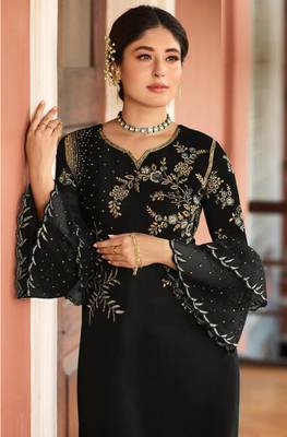 Black embroidered silk salwar 2