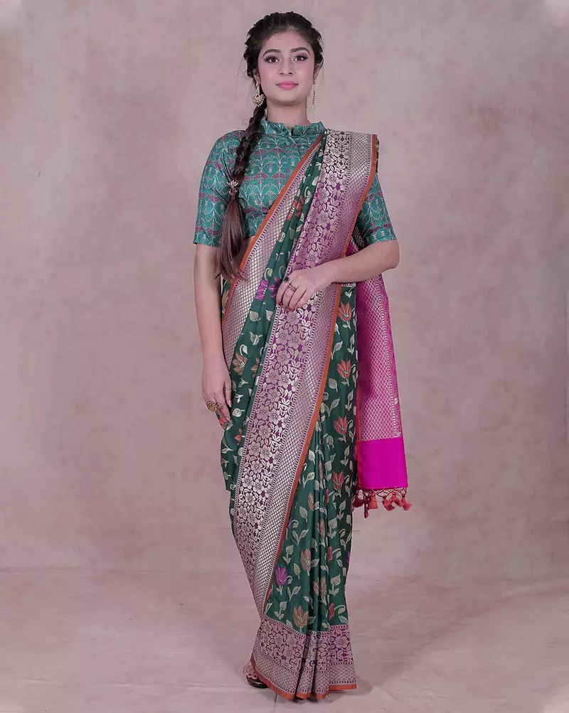 Kataan Silk Banarasi Meena Saree