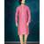 Fashion Curries Mens pink jacquard   kurta set with  contrast machine  embroidered jabba patti and collar