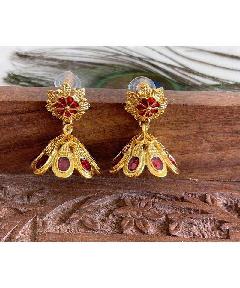 Beautiful Red Palakka Designer Jhumkka Dj21087