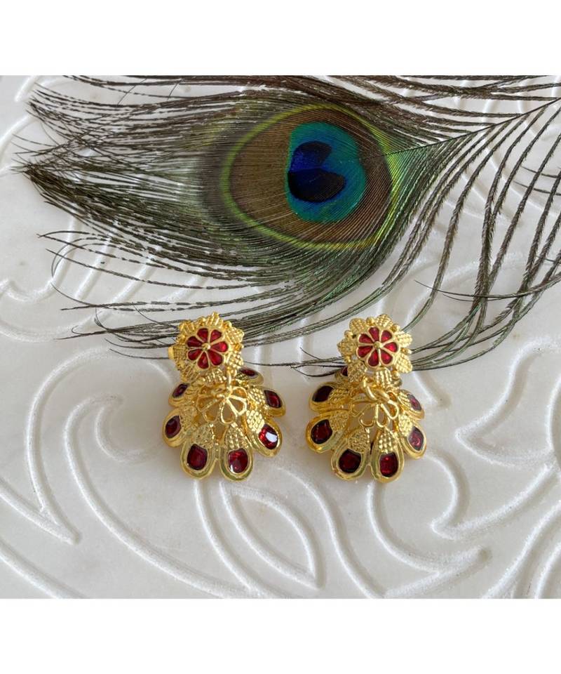 Beautiful Red Palakka Designer Jhumkka Dj21087