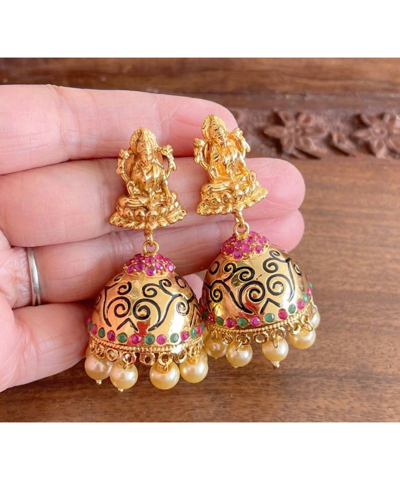 Awesome Ruby Emerald Designer Peacock Jhumkkas Dj01206