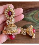 LOVELY ANTIQUE AASHIQUI PEARL-PINK JHUMKKA -Dj12823