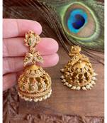 Beautiful Matte Finish Pearl Peacock Jhumkka Dj24554