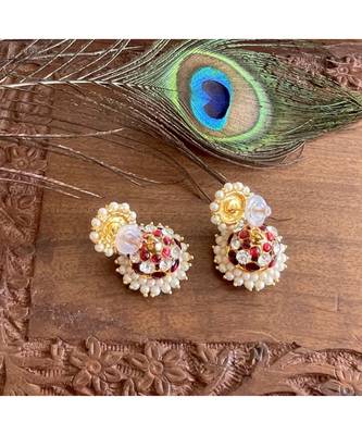 Beautiful Kemp Green Pearl Designer Jhumkka Dj25600 3