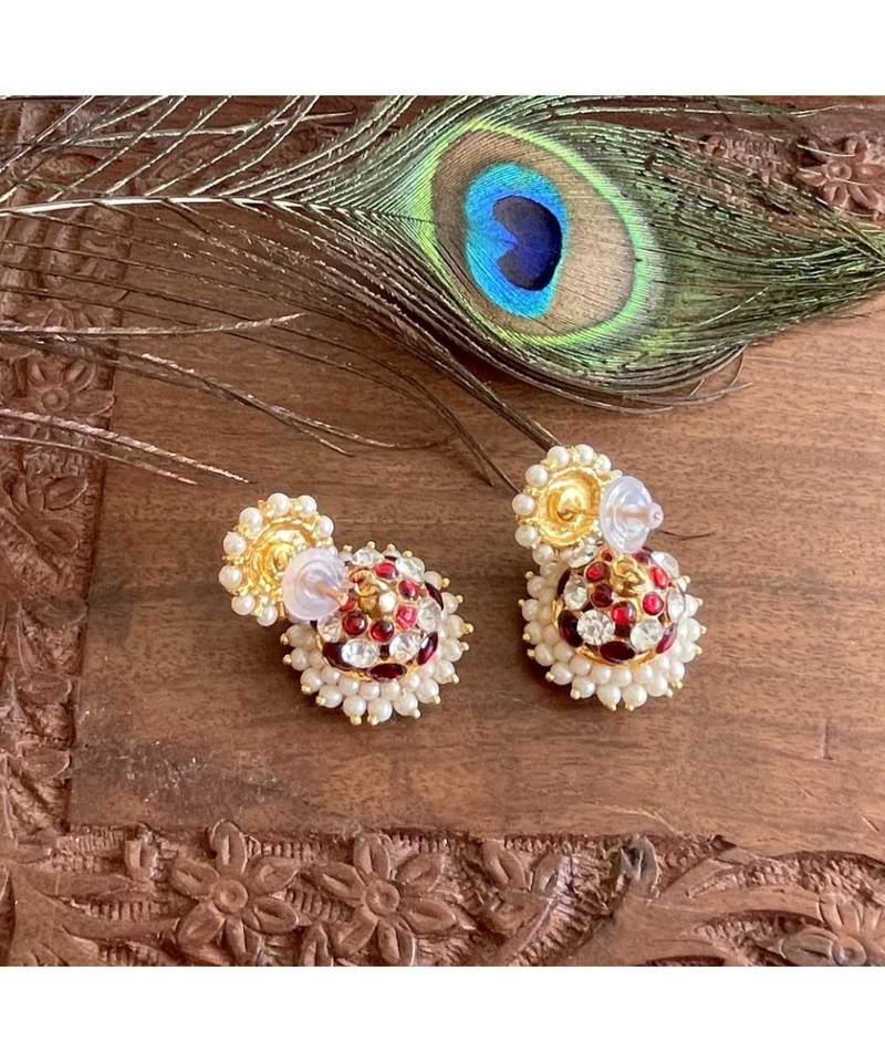 Beautiful Kemp Green Pearl Designer Jhumkka Dj25600