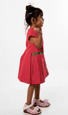 Red printed cotton kids-frocks 2