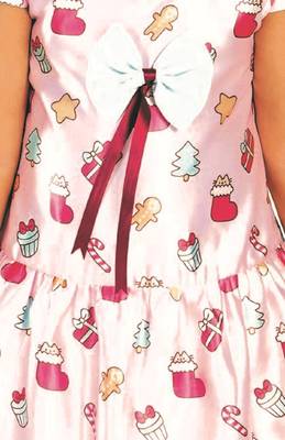 Pink printed satin kids-frocks 5