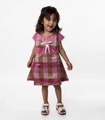 Pink printed polyester kids-frocks