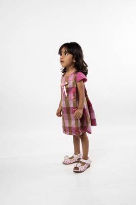 Pink printed polyester kids-frocks 2