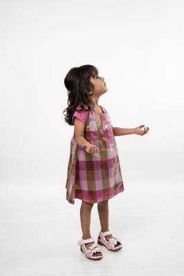 Pink printed polyester kids-frocks 4