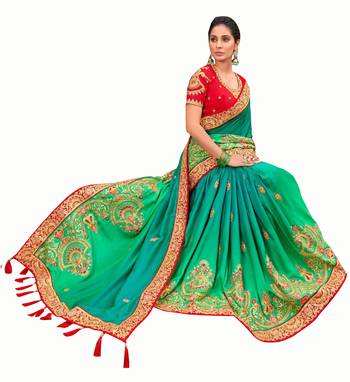  Bridal Designer party wear Heavy embroidery border work  attractive saree 1