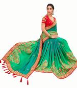  Bridal Designer party wear Heavy embroidery border work  attractive saree