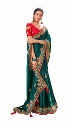 Bridal Designer party wear Heavy embroidery border work  attractive saree 1
