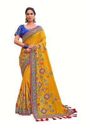 Bridal Designer party wear Heavy embroidery border work  attractive saree 1