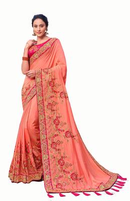 Bridal Designer party wear Heavy embroidery border work  attractive saree 1
