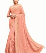 Bridal Designer party wear Heavy embroidery border work  attractive chikankari  saree