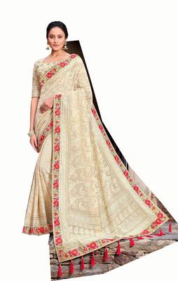 Bridal Designer party wear Heavy embroidery border work  attractive chikankari  saree 1