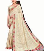 Bridal Designer party wear Heavy embroidery border work  attractive chikankari  saree