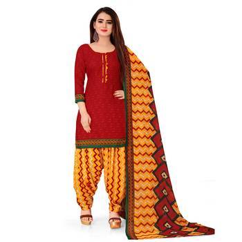 Red floral print crepe salwar 1
