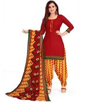 Red floral print crepe salwar 2