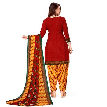 Red floral print crepe salwar 3