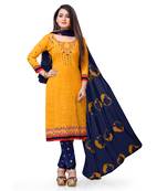 Yellow floral print crepe salwar