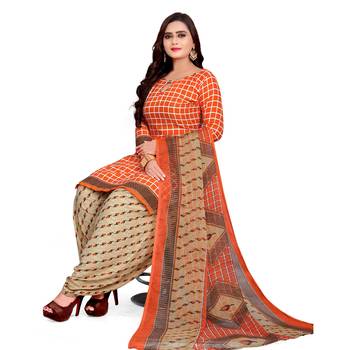 Orange floral print crepe salwar 1