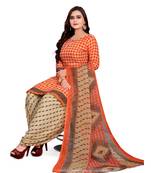 Orange floral print crepe salwar