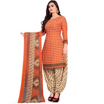 Orange floral print crepe salwar 2
