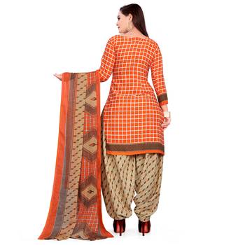 Orange floral print crepe salwar 3