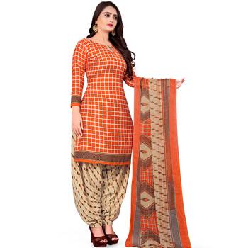 Orange floral print crepe salwar 4