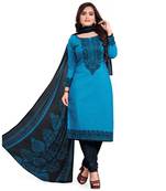Blue floral print crepe salwar