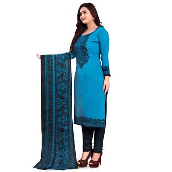 Blue floral print crepe salwar 2