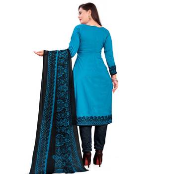 Blue floral print crepe salwar 3